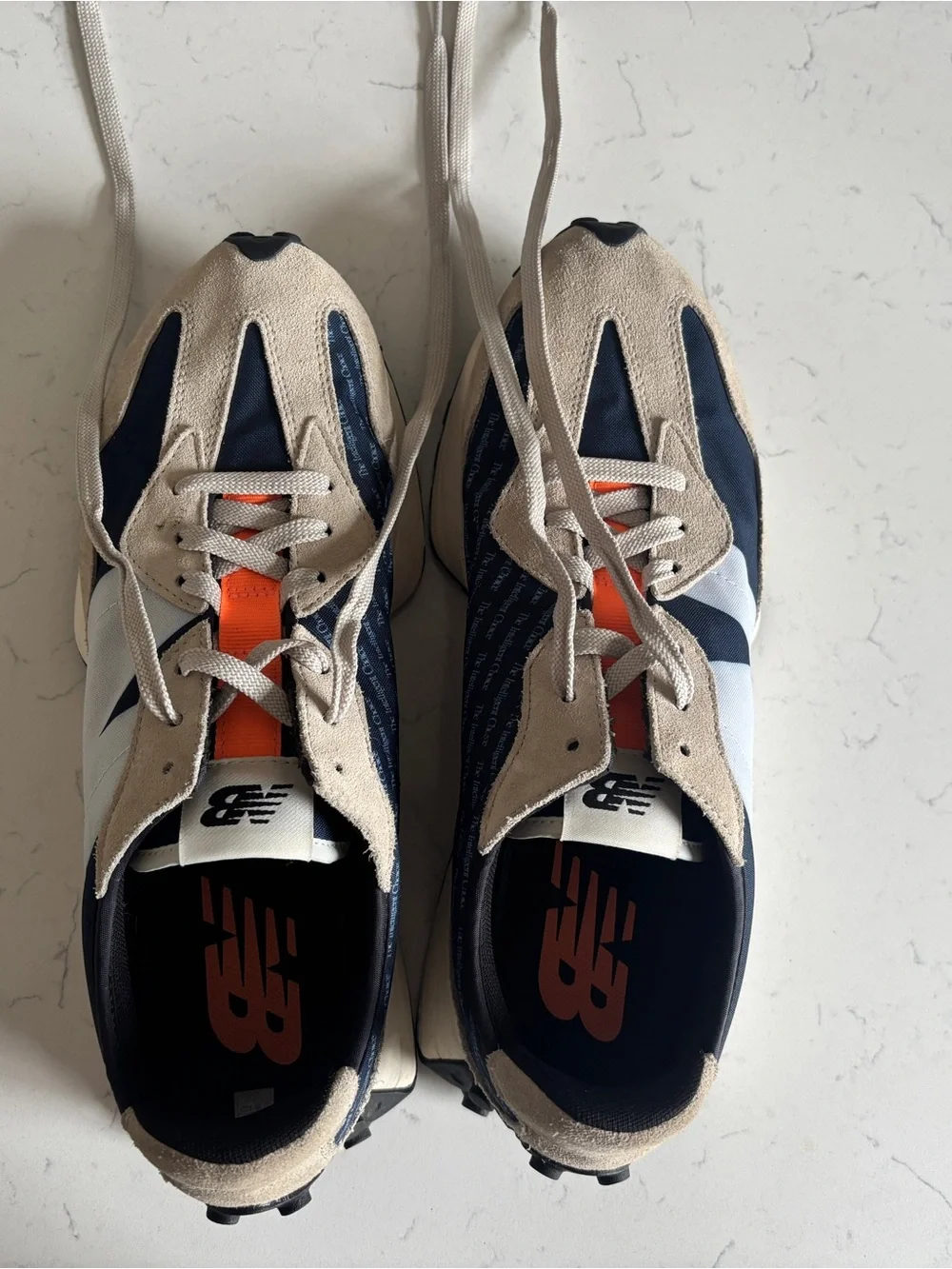 New Balance 327 Men's Outerspace (Navy, Beige & Orange Casual Runner)